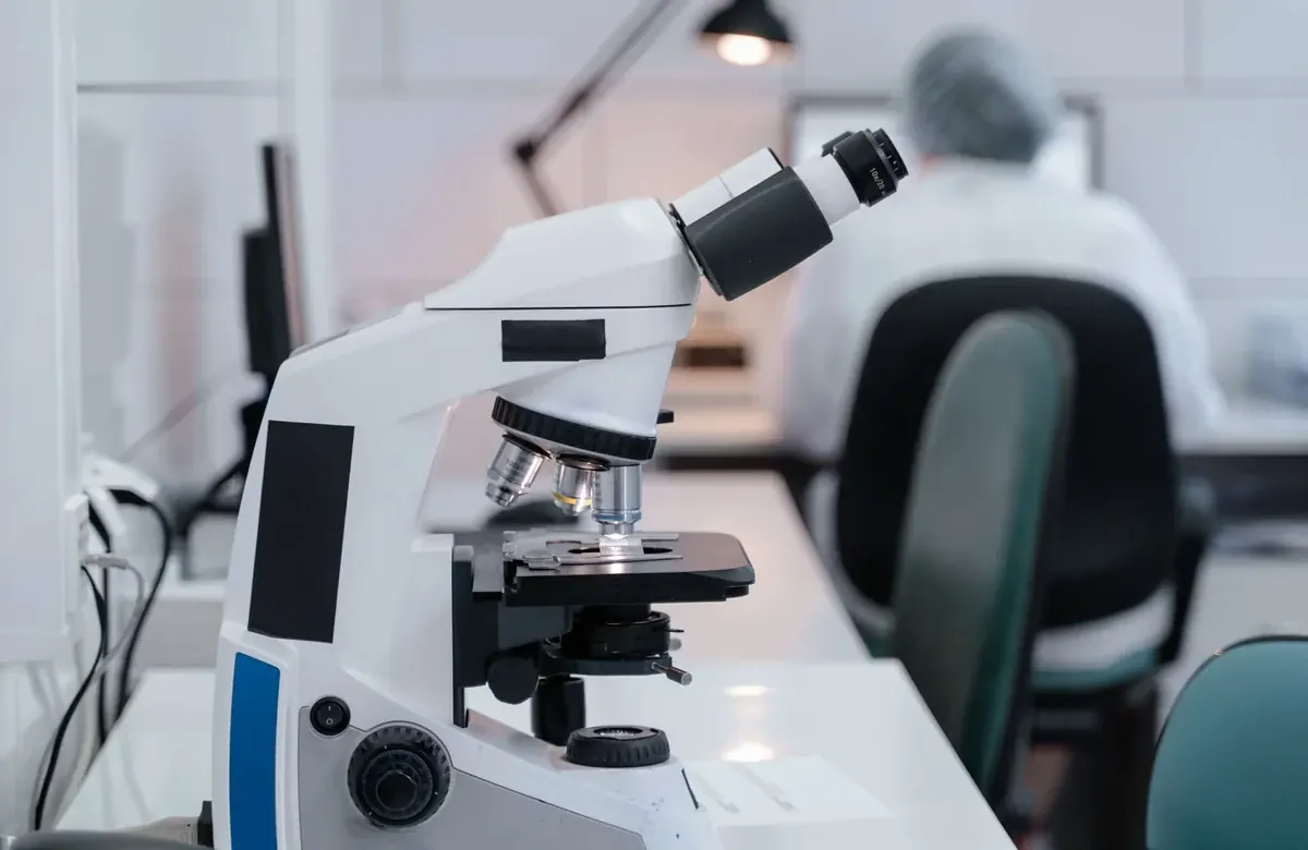 Biochemistry internship microscope and practical laboratory training